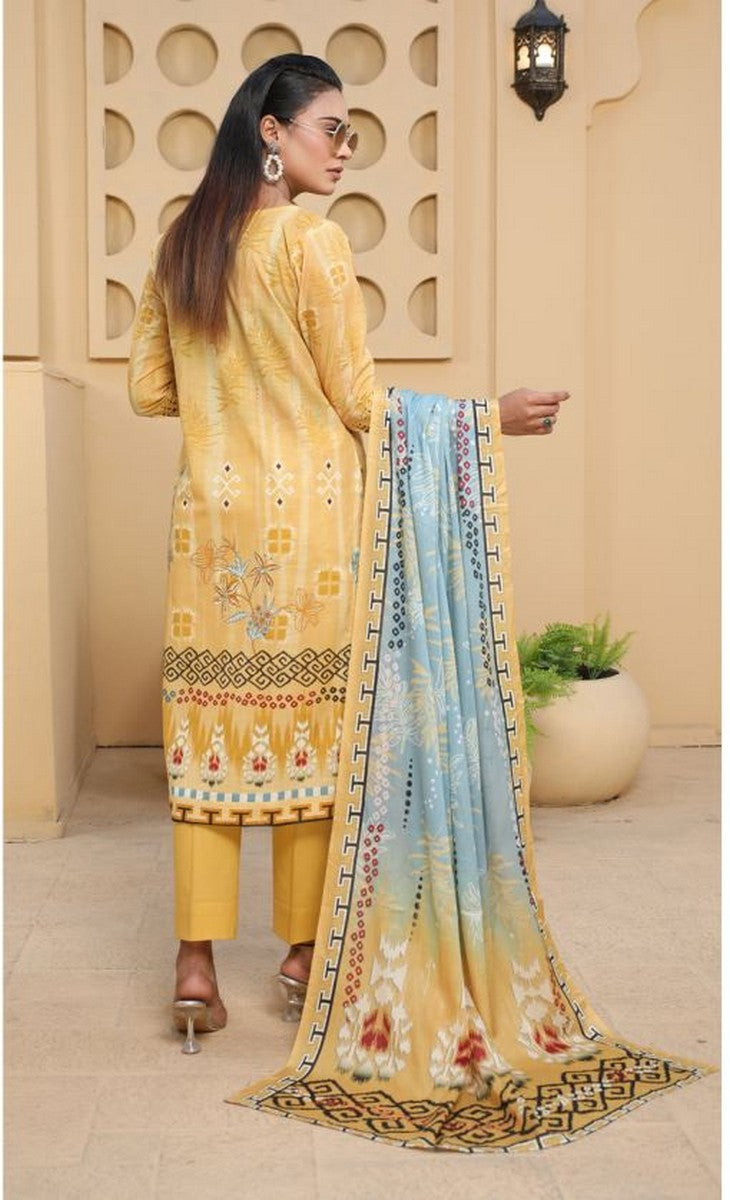 Mirha By JB Lawn Digital Embroidered Unstitched 3Pc Suit L-Mustard D-05