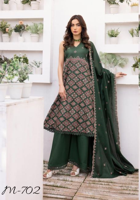 Mah Jabeen By Minakari Lawn Embroidered Suit M-702