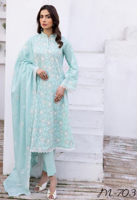 Mah Jabeen By Minakari Lawn Embroidered Suit M-703