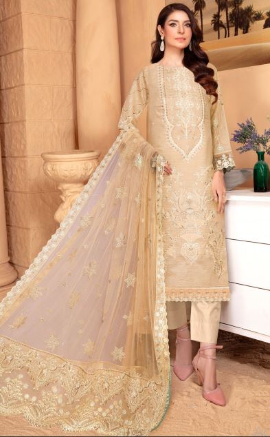 Zamda By Mah E Rooh Lawn Embroidered Suit MS-7405 Skin