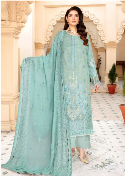 Sehrish By Mahe E Rooh Lawn Embroidered Suit SR-7501 Ferozi