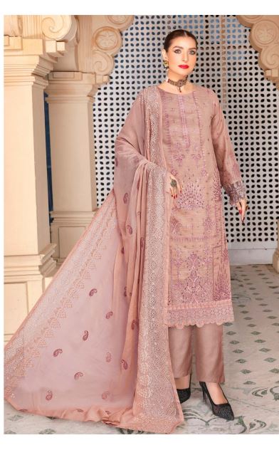 Sehrish By Mahe E Rooh Lawn Embroidered Suit SR-7505 Pink