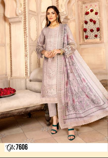 Gul Bano By Mah E Rooh Lawn Embroidered Suit GB-7606 L-Beige