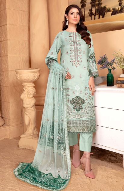 Reet By Mah E Rooh Lawn Embroidered Suit RT-7802 Aqua