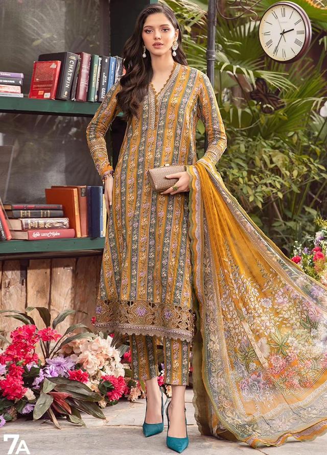 MPrints by Maria B Embroidered Lawn Suits Unstitched 3 Piece MB24P 7A