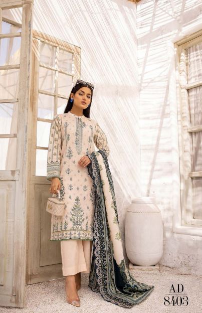 Zaymal By Aadarsh Lawn Embroidered Suit AD-8403 L-Peach