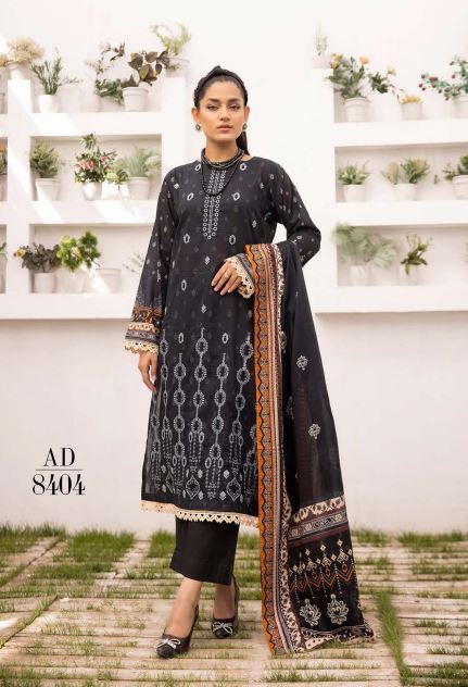 Zaymal By Aadarsh Lawn Embroidered Suit AD-8404 Black