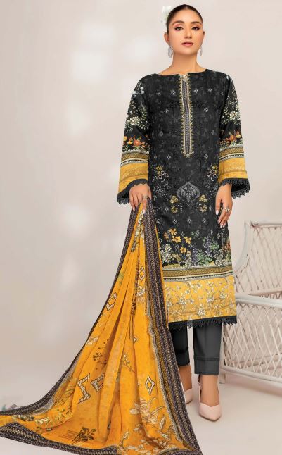 Gulmehr By Aadarsh Lawn Embroidered Suit AD-8803 Black
