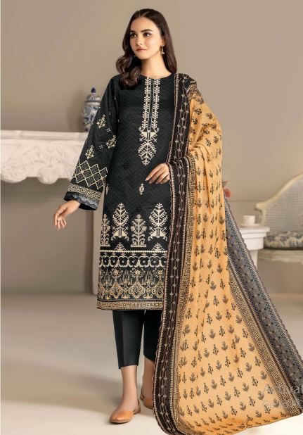 Sham O Sehar By Aadarsh Lawn Embroidered Suit AD-9302 Black