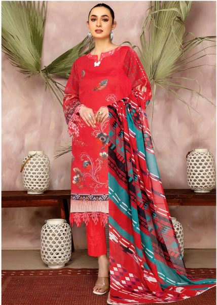 Fasl E Gul By Aadarsh Lawn Printed Suit AD-9401 Red