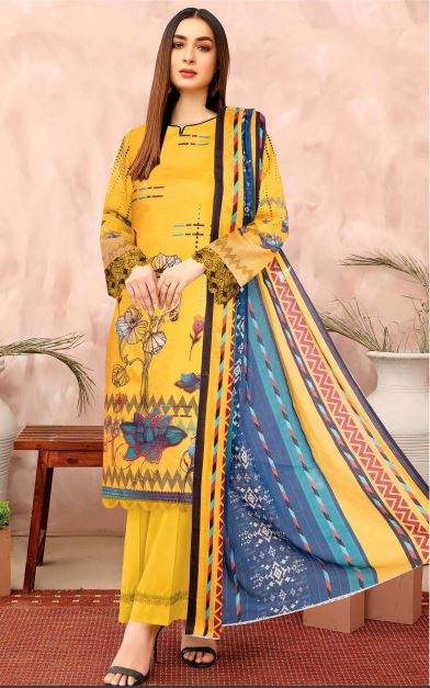 Fasl E Gul By Aadarsh Lawn Printed Suit AD-9405 D-Yellow