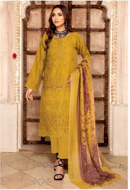 Meharnaz By Aadarsh Lawn Embroidered Suit AD-9608 Mustard