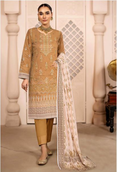 Nagma By Aadarsh Lawn Embroidered Suit AD-9809 L-Mehndi