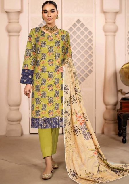 Mahtaab E Jabiin By Aadarsh Lawn Embroidered Suit AD-9001 Parrot