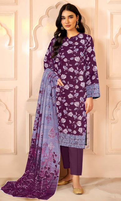 Mahtaab E Jabiin By Aadarsh Lawn Embroidered Suit AD-9003 Purple