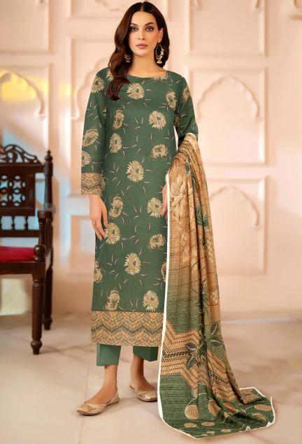 Mahtaab E Jabiin By Aadarsh Lawn Embroidered Suit AD-9007 D-Green