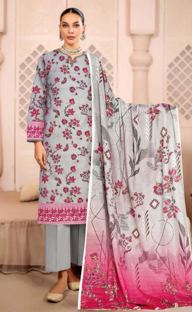 Mahtaab E Jabiin By Aadarsh Lawn Embroidered Suit AD-9009 Gray