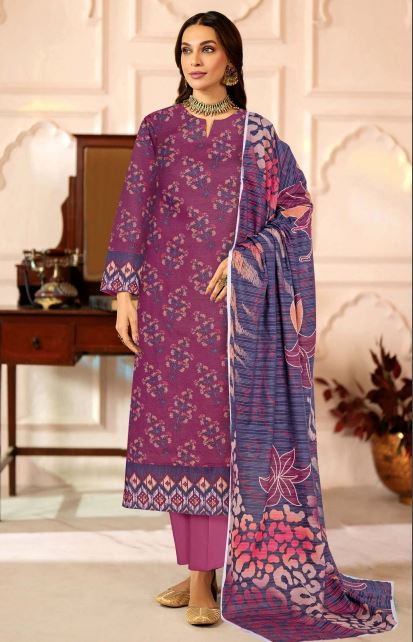 Mahtaab E Jabiin By Aadarsh Lawn Embroidered Suit AD-9010 D-Maroon