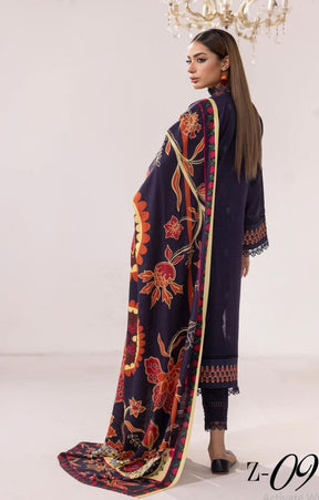 زیب النساء By Khubsoorat Embroidered Khaddar Unstitched 3pc suits Z-09