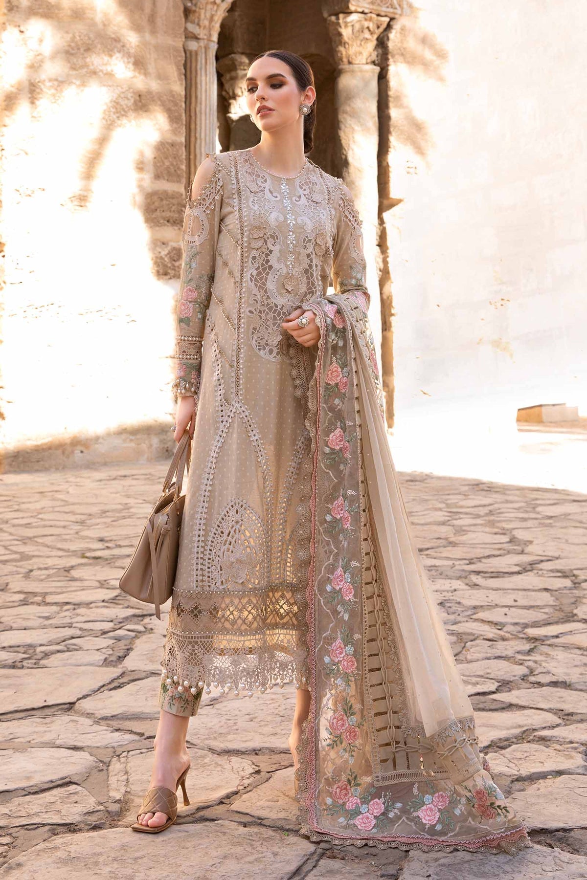 Maria B Lawn Embroidered Suit 10A Skin