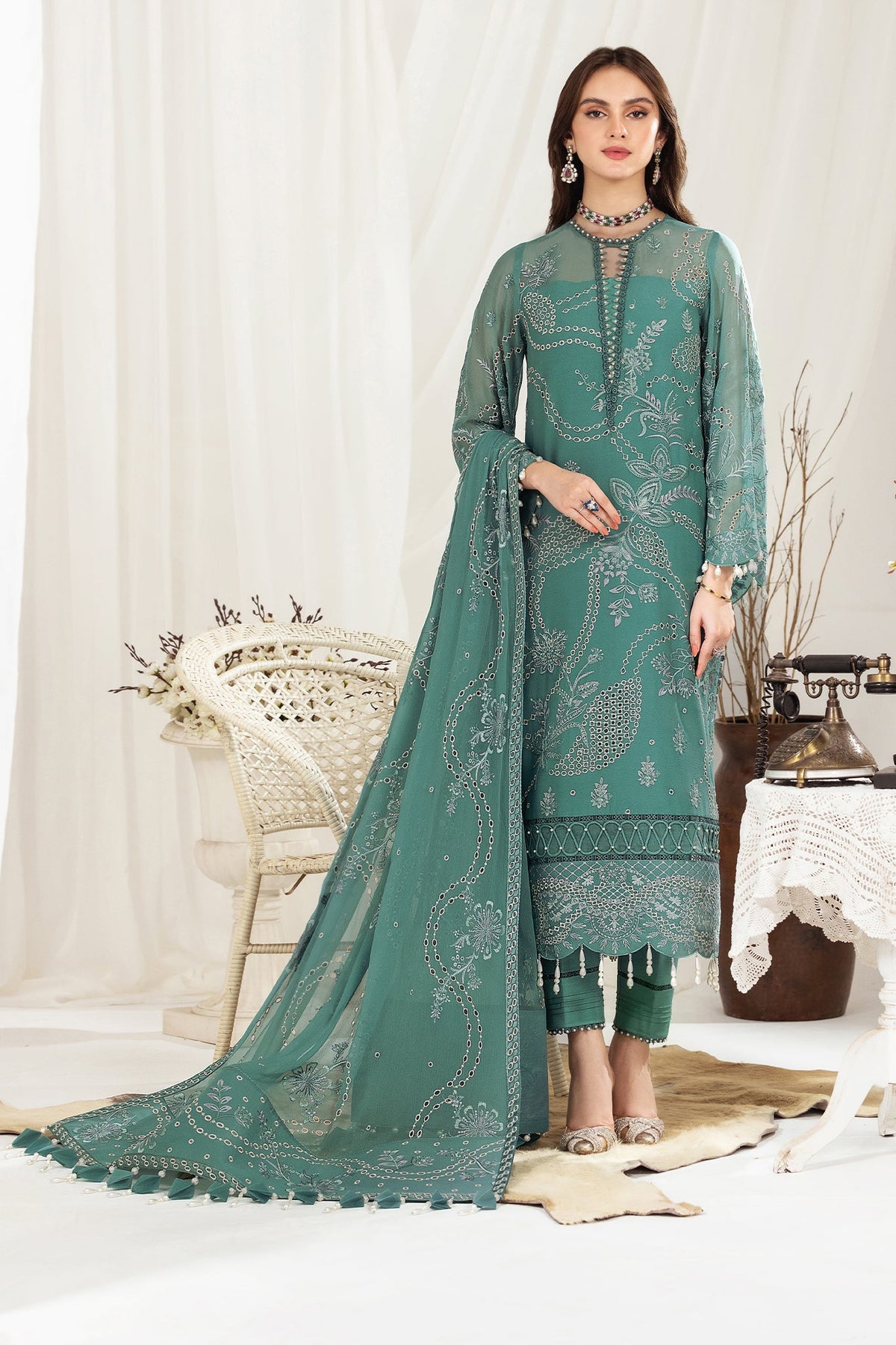 Dhaagay By Alizeh Fashion Embroidered Chiffon Suits Unstitched 3 Piece 02 Meshki