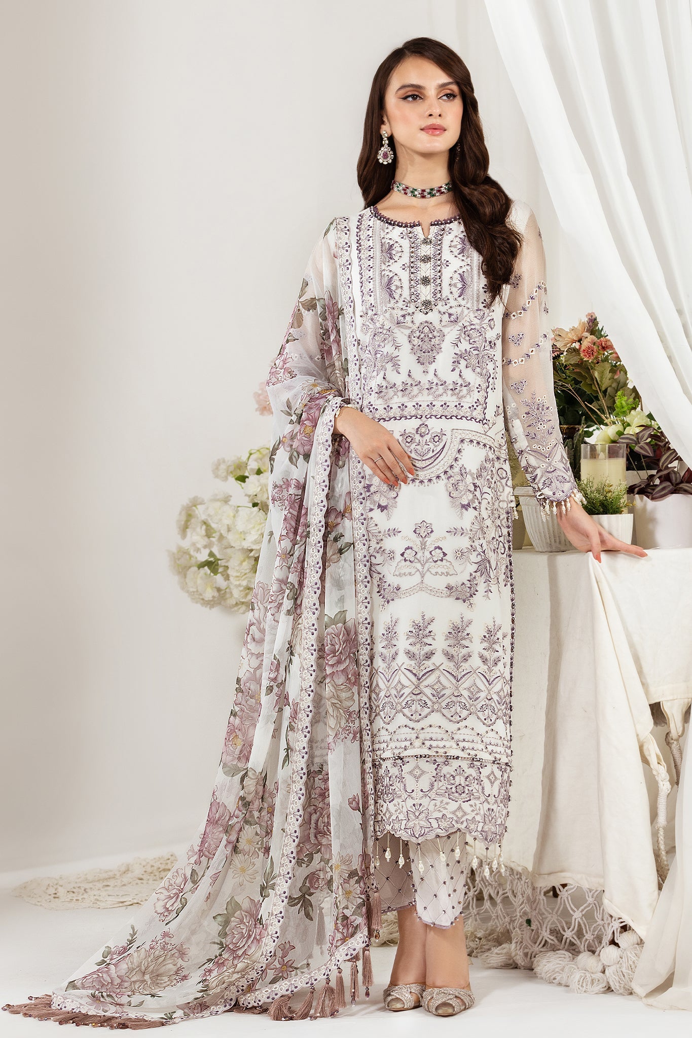 Dhaagay By Alizeh Fashion Embroidered Chiffon Suits Unstitched 3 Piece 06 Apsar