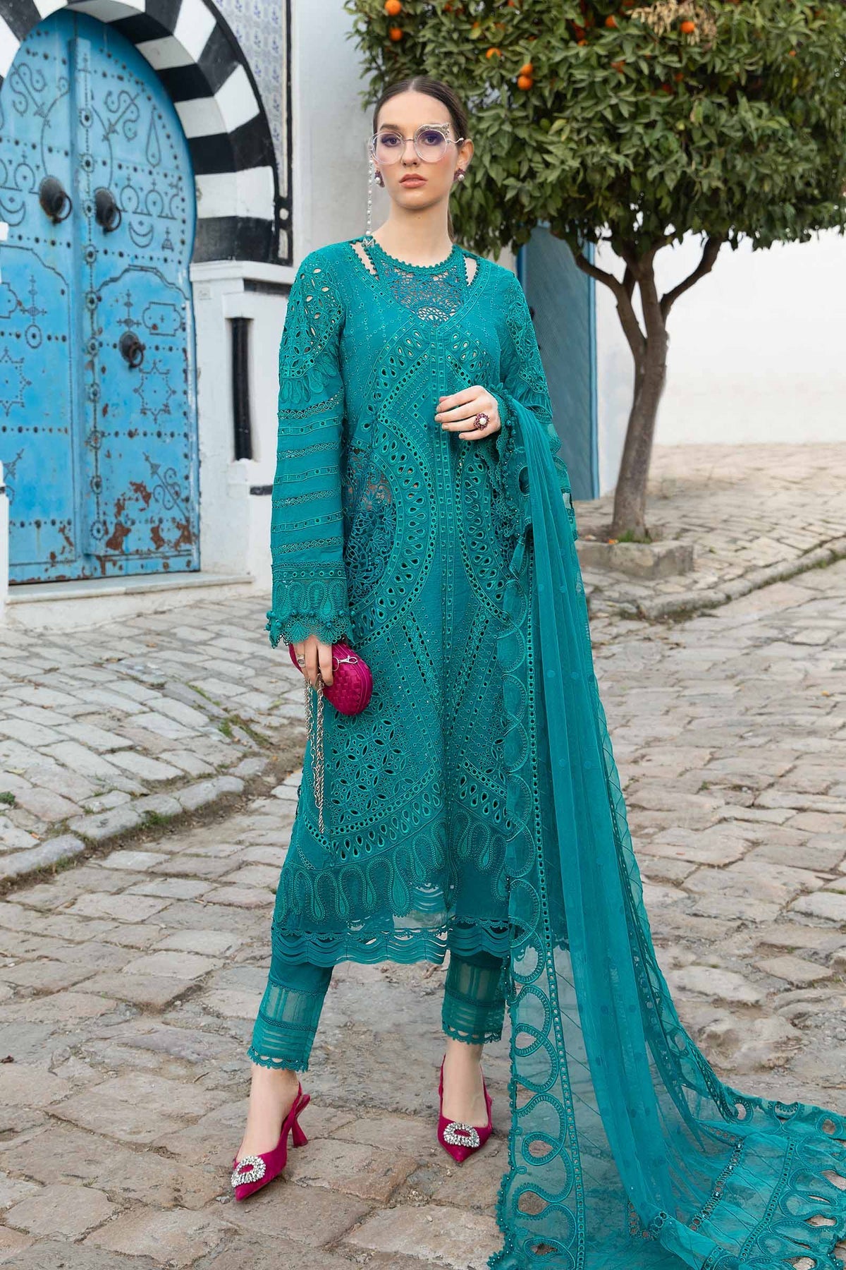 Maria B Lawn Embroidered Suit 02A Green
