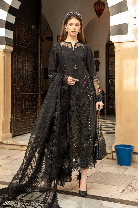 Maria B Lawn Embroidered Suit 08B Black