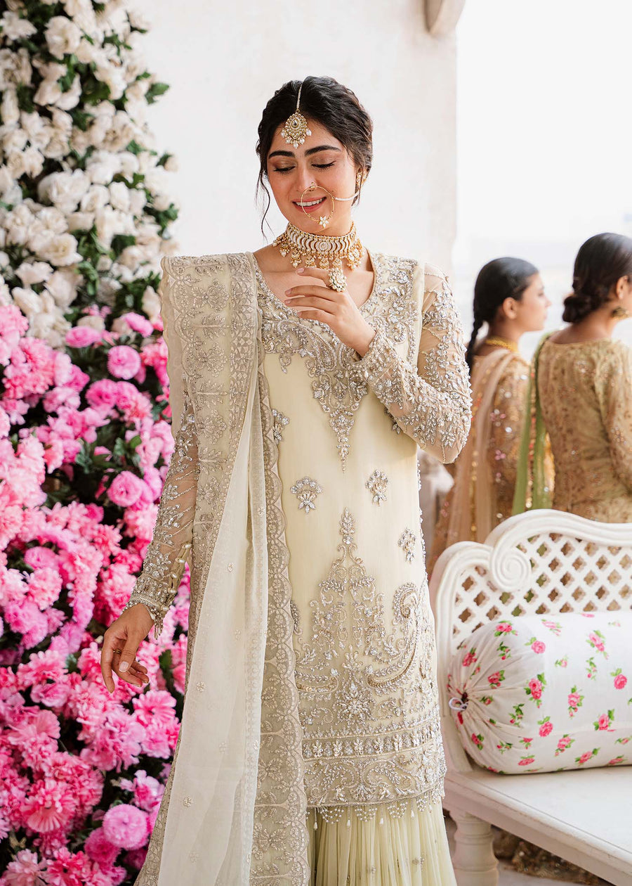 Nahla By Akbar Aslam Chiffon Embroidered Suit UN-1503 Cream