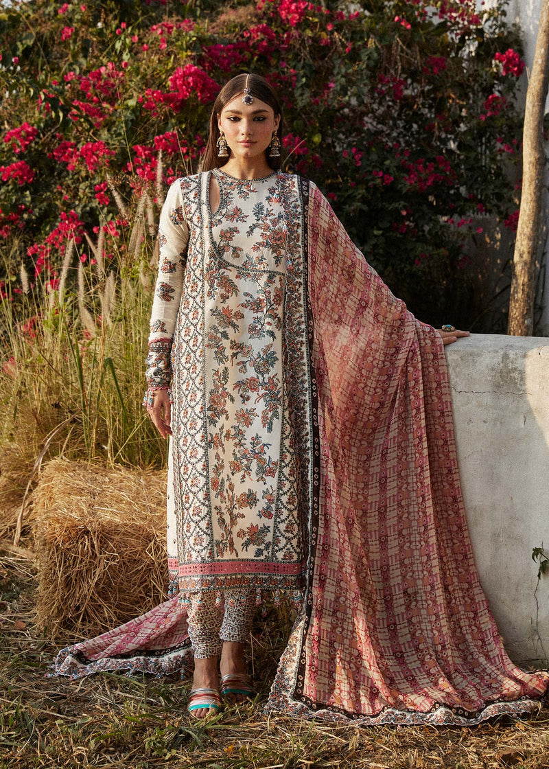 Elara  By Hussain Rehar Lawn Embroidered Suit SS-24-D-461 White