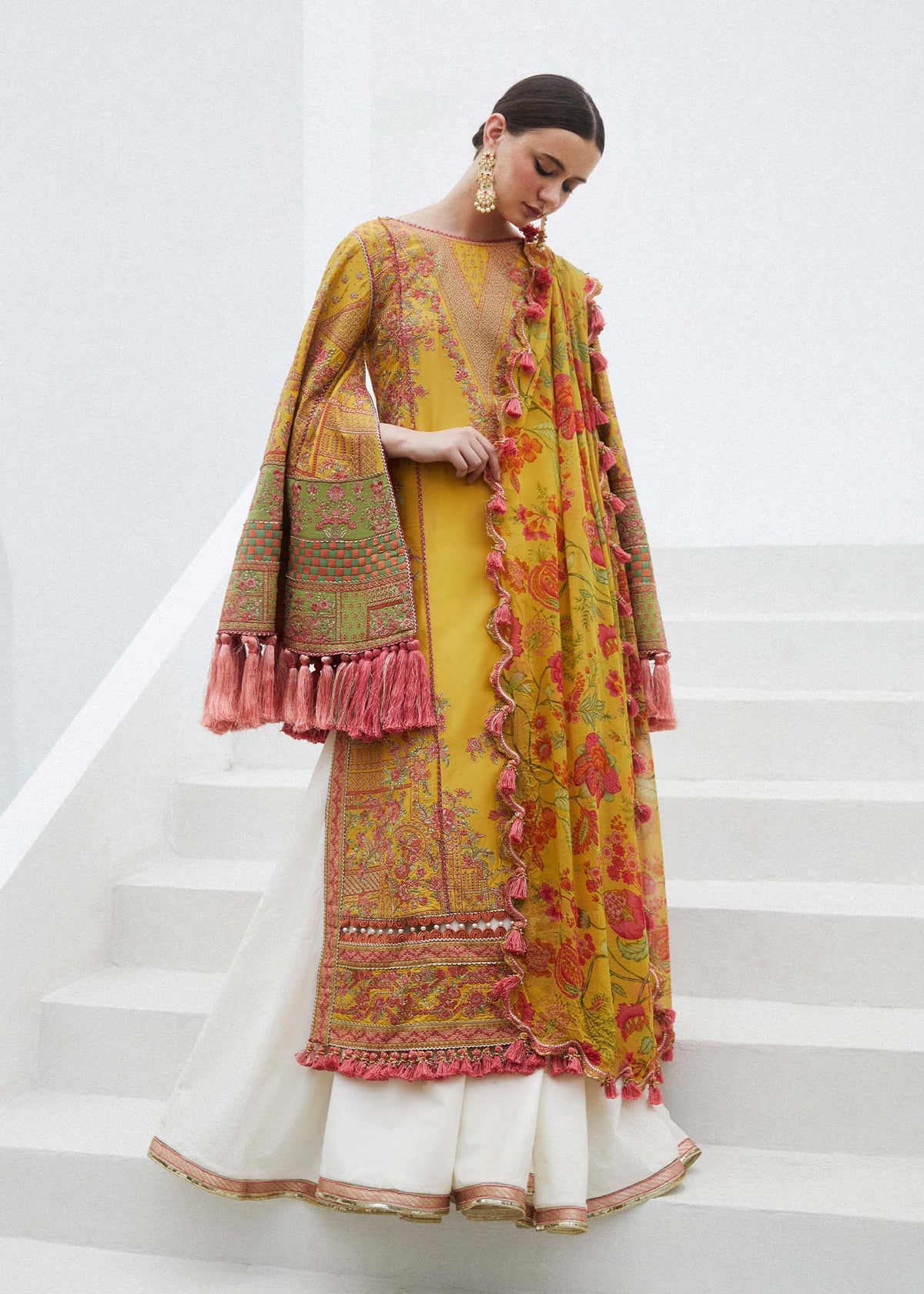 Euphoria  By Hussain Rehar Lawn Embroidered Suit SS-24-D-457 Mustard