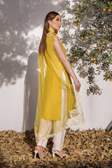 Khuda Baksh Creations Ladies Stitched 3Piece Suit F-123 Yellow