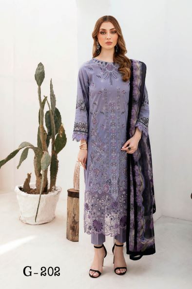 Ghazal By Ramsha Lawn Embroidered Suit G-202 Gray