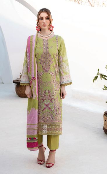 Ghazal By Ramsha Lawn Embroidered Suit G-210 L-Mehndi