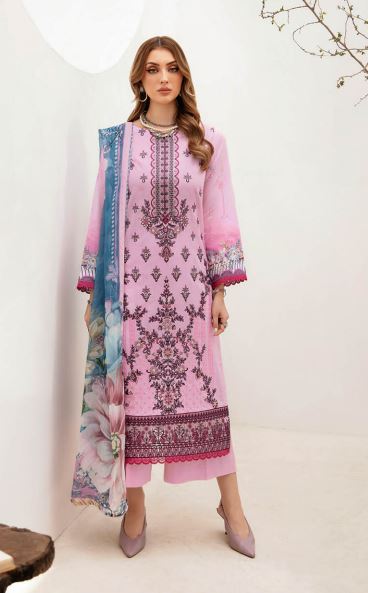 Ghazal By Ramsha Lawn Embroidered Suit G-212 L-Pink