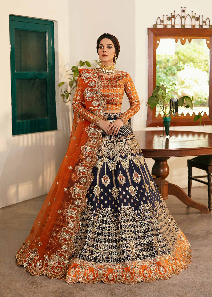 Sirena By Akbar Aslam Raw Silk Embroidered Suit UN-1475 Navy