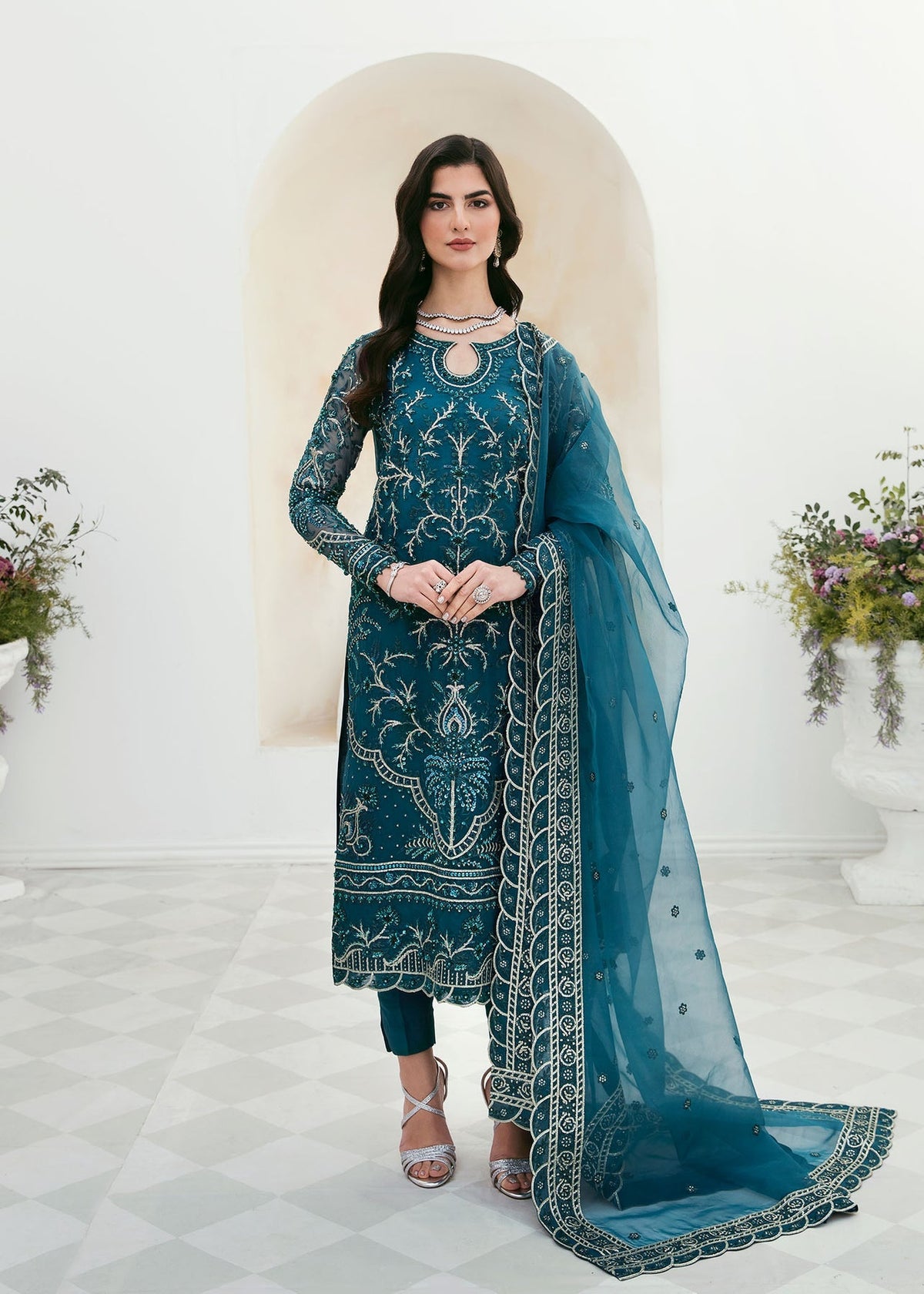 Lara By Akbar Aslam Organza Embroidered Suit UN-1457 Zink