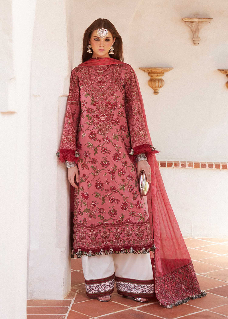 Layla By Hussain Rehar Lawn Embroidered Suit SS-24-D-465 D-Pink