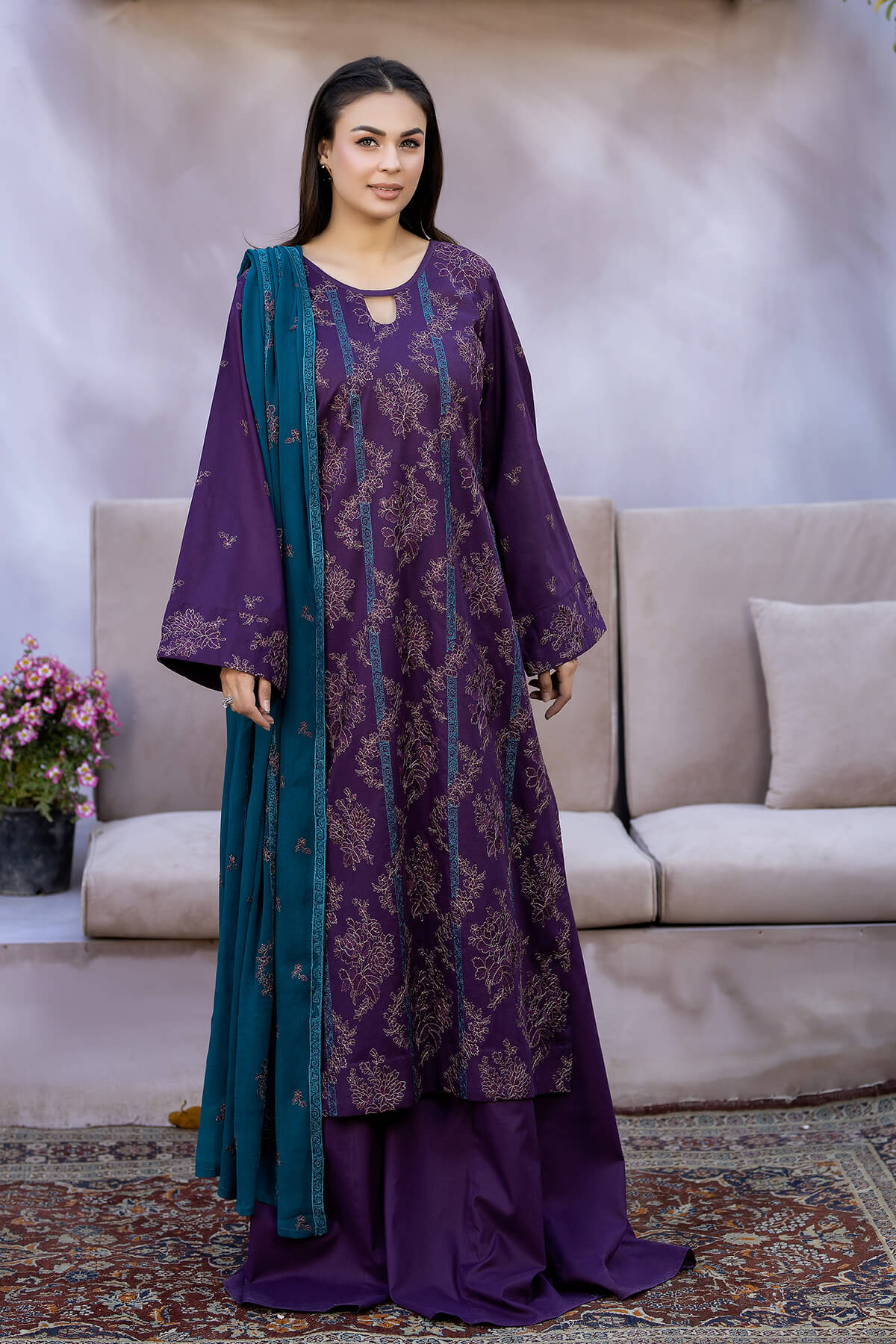 Gul Pari By Noor E Fajar Lawn Embroidered Suit NF-1272 D-Purple