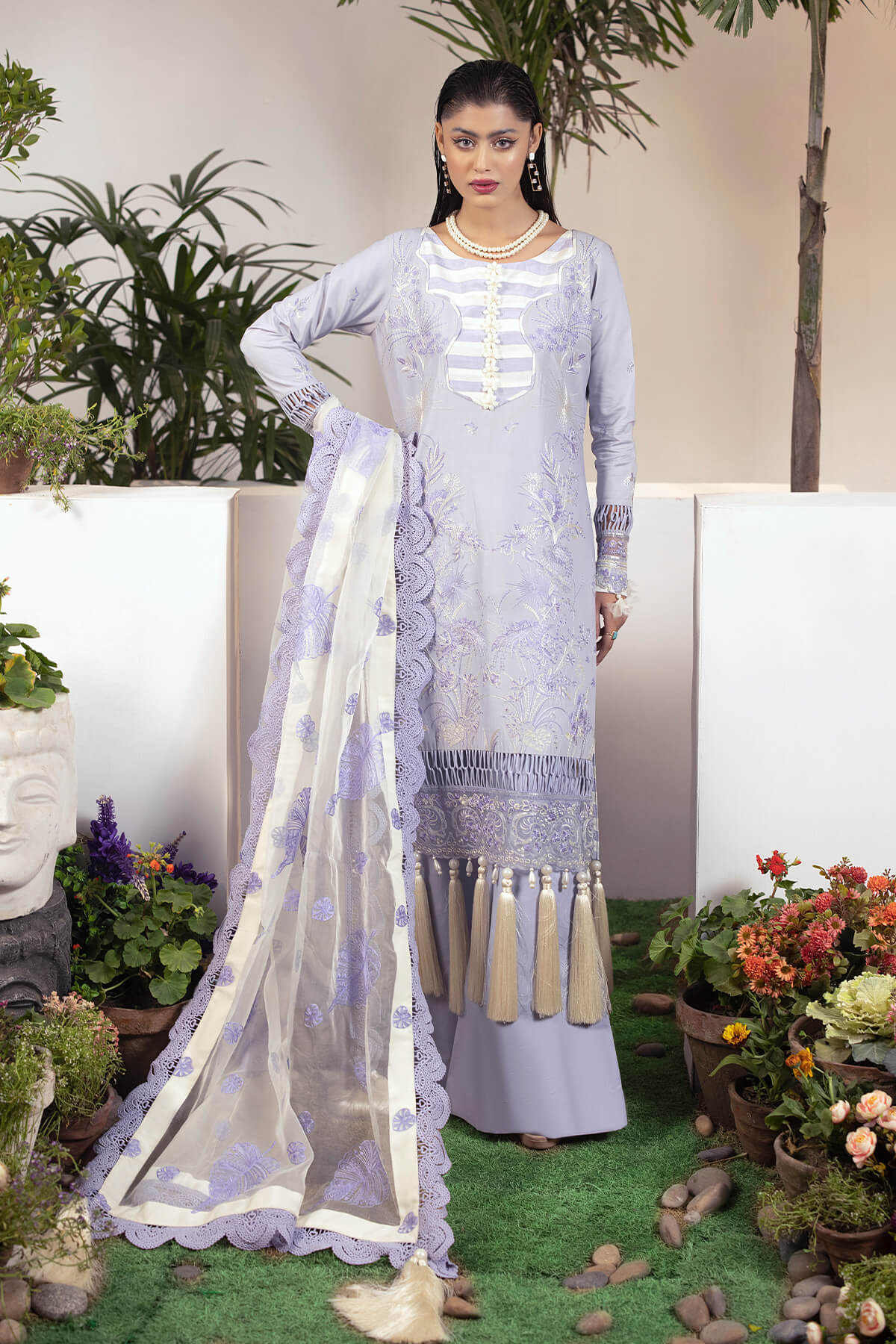 Orchard Of Daffodils  By Raeesa Lawn Embroidered Suit OD-06 L-Purple