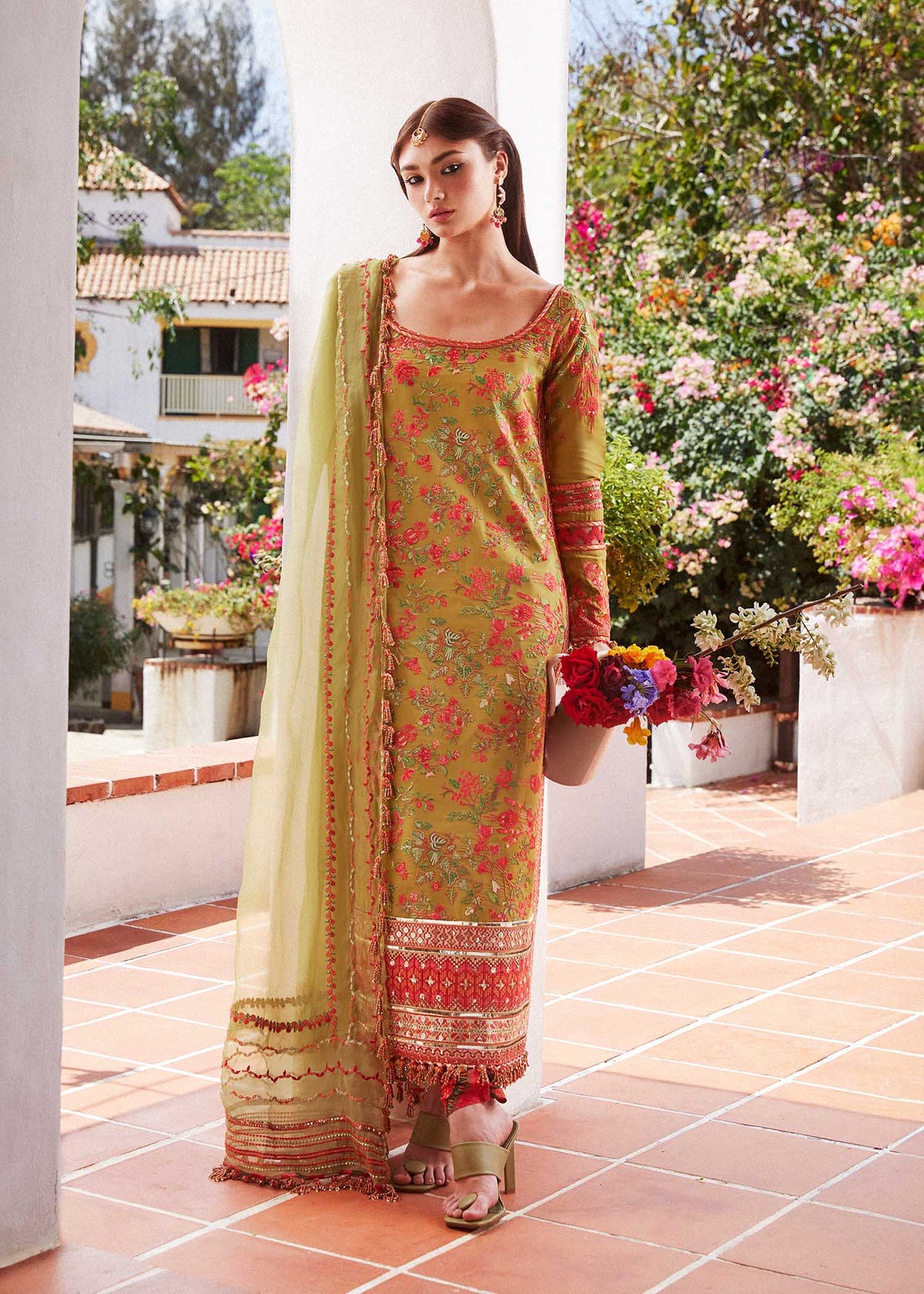 Sorbet By Hussain Rehar Lawn Embroidered Suit SS-24-D-456 Mehndi