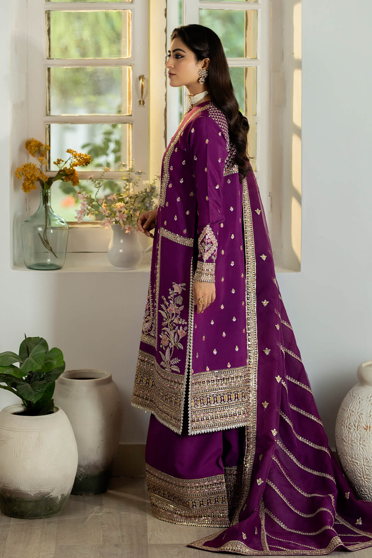Jahaan Ara By Serene Premium Embroidered Raw Silk Suits Unstitched 3 Piece SRS-02 Nazakat
