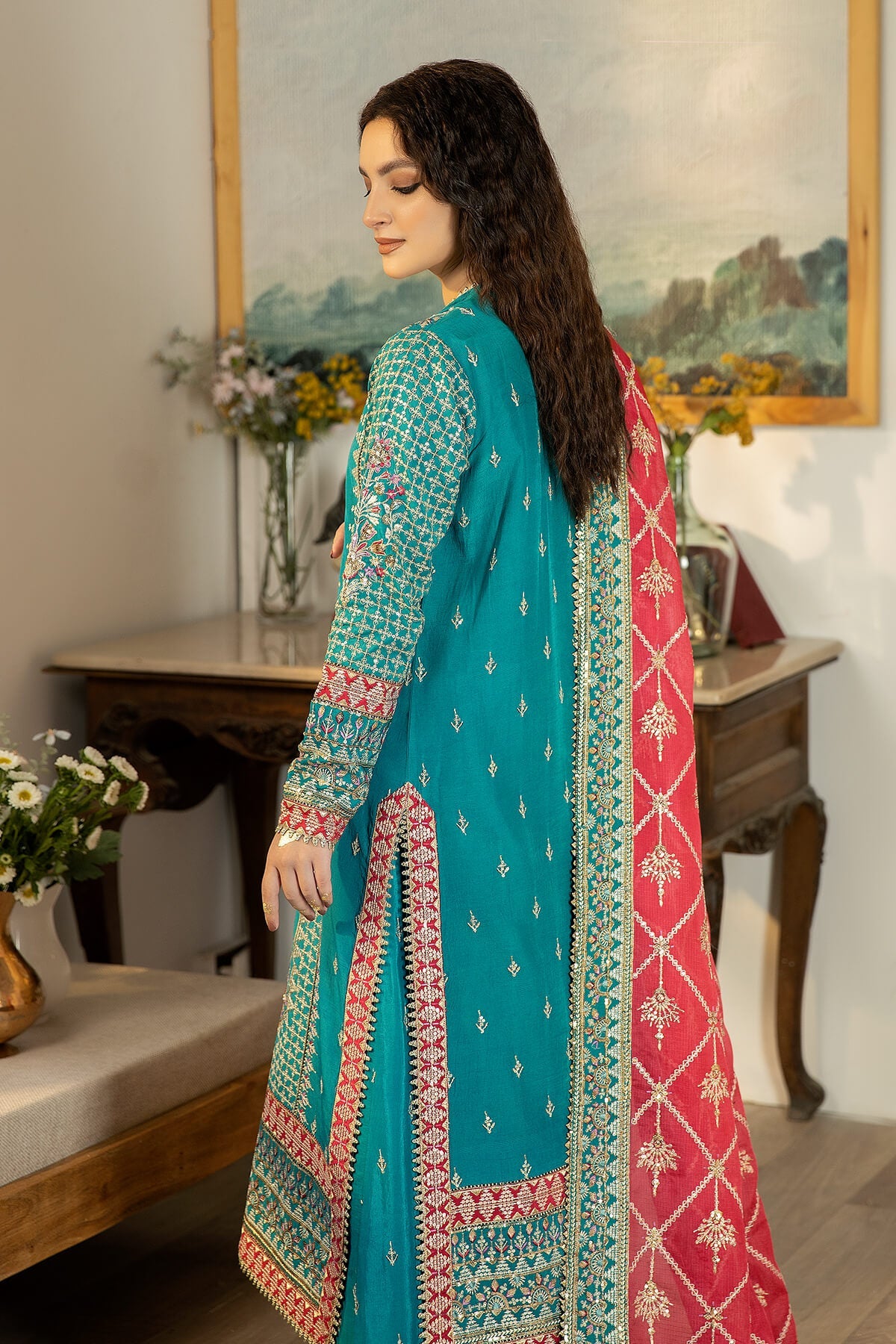 Jahaan Ara By Serene Premium Embroidered Raw Silk Suits Unstitched 3 Piece SRS-03 Raqs