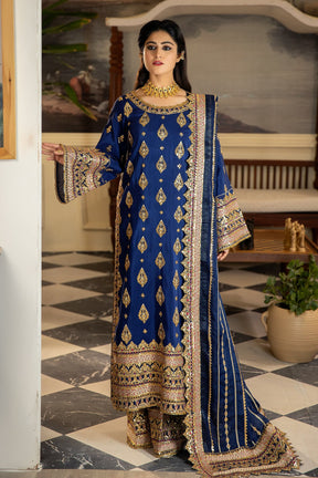 Jahaan Ara By Serene Premium Embroidered Raw Silk Suits Unstitched 3 Piece SRS-07 Maahru