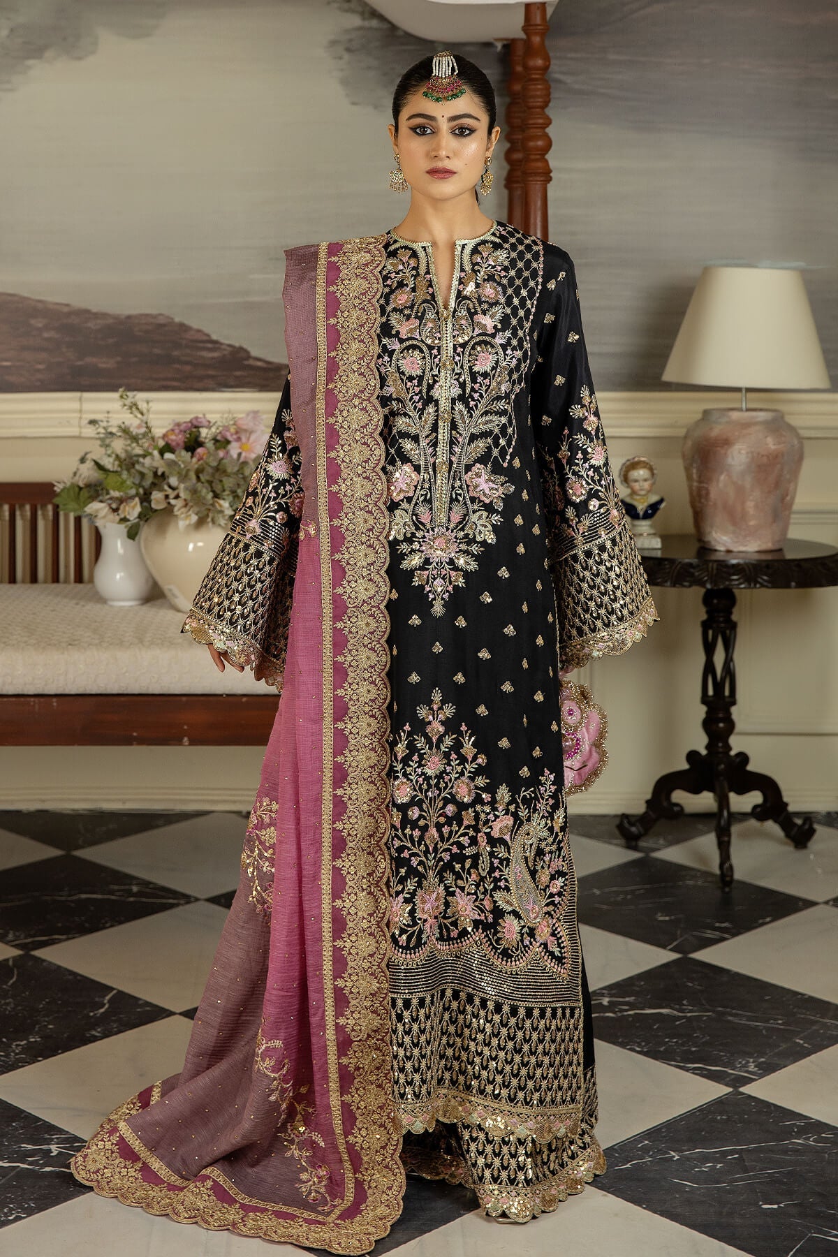 Jahaan Ara By Serene Premium Embroidered Raw Silk Suits Unstitched 3 Piece SRS-08 Inaayat