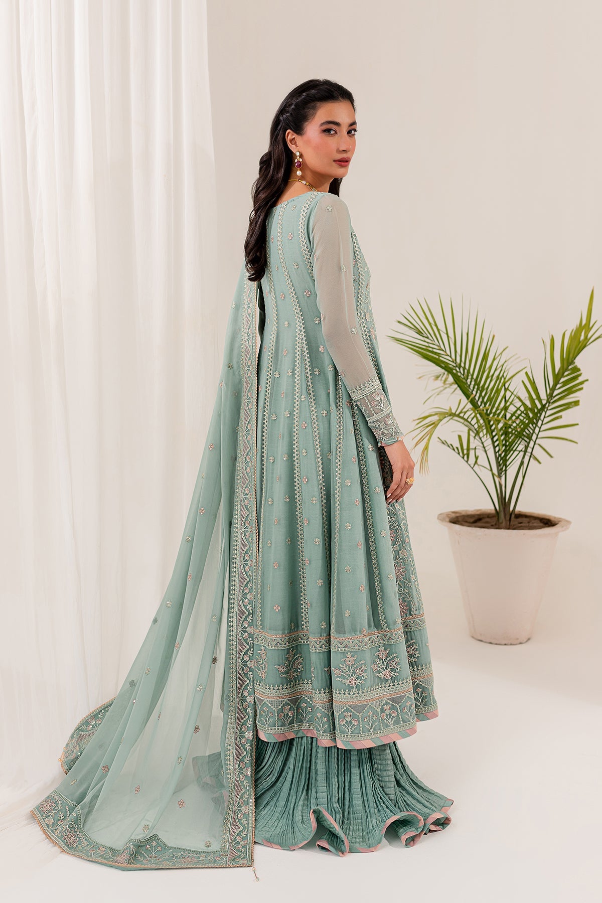 Lumiere By Farasha Embroidered Chiffon Suits Unstitched 3 Piece D-07 Thistle
