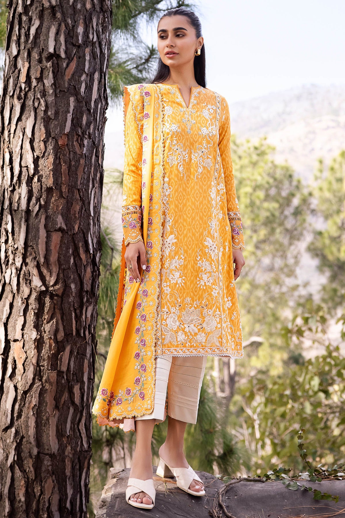 Narina By Zaha Lawn Embroidered Suit ZL-24-15A Mustard