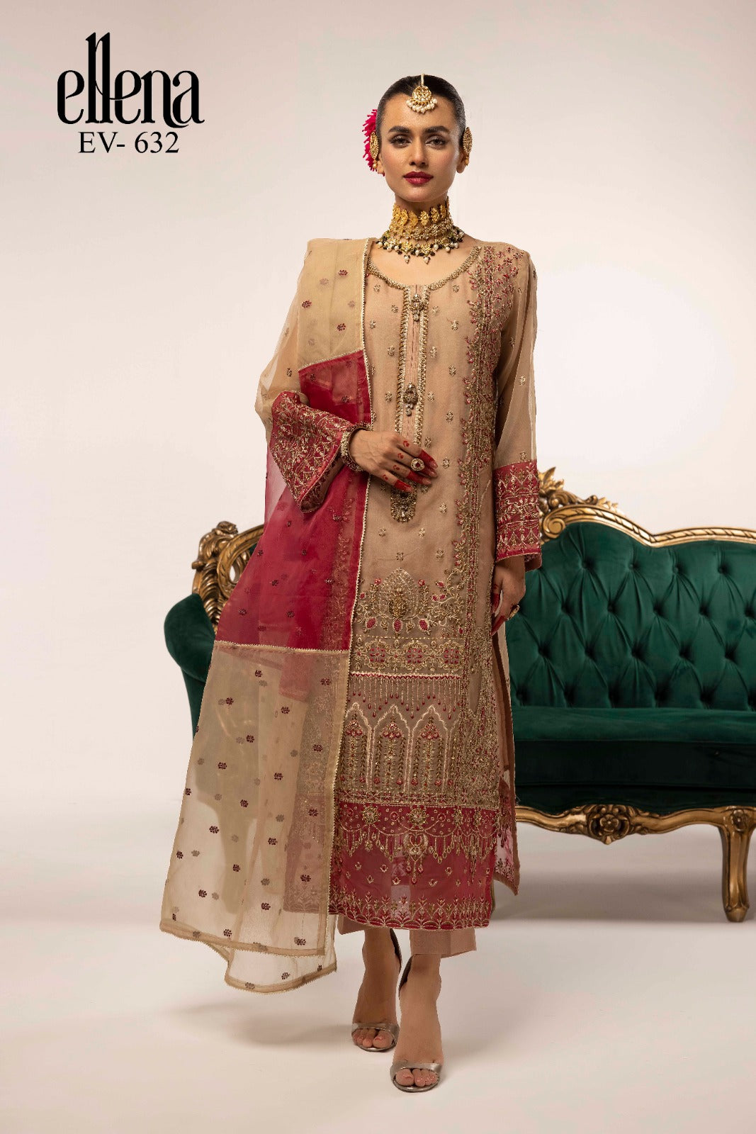 Elena 3-PC Stitched Embroidered Suit EV-632
