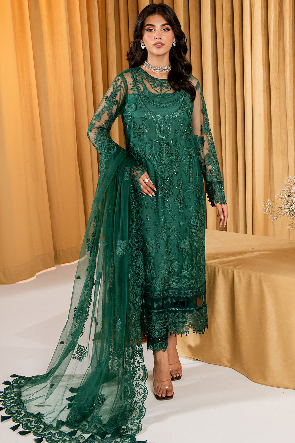 Dastaan By Neeshay Embroidered Net Suits Unstitched 3 Piece Zamurd