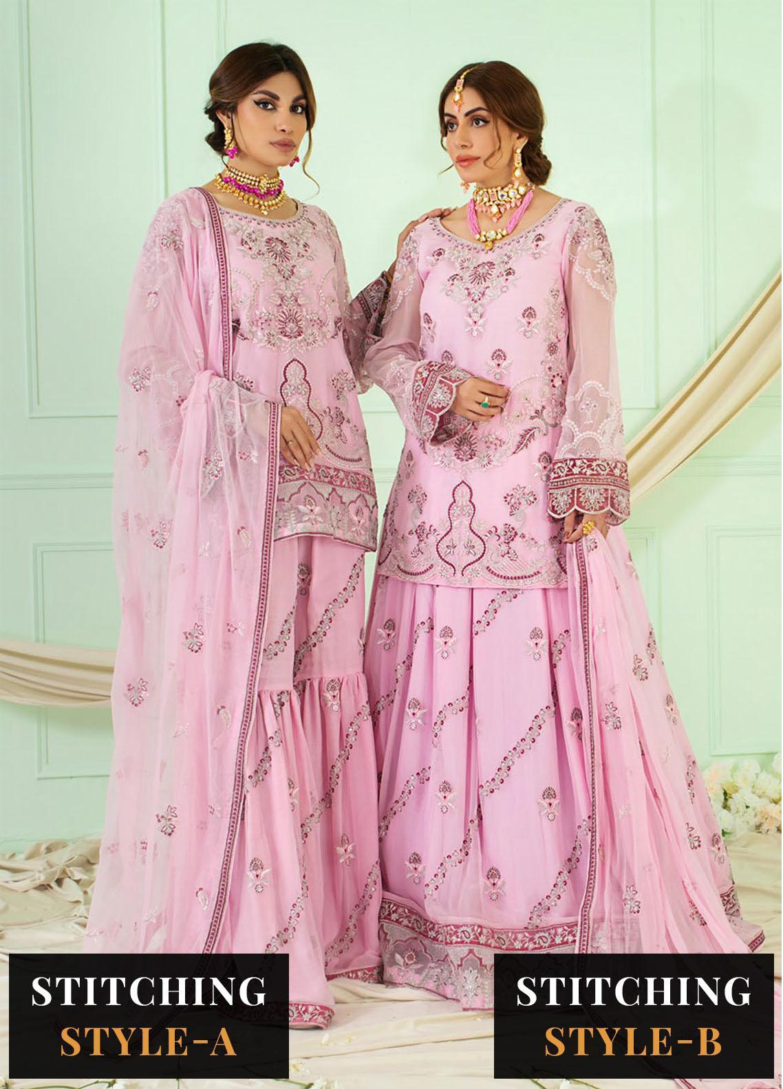 Belle Femme By Jasper Suiting Embroidered Chiffon Suits Unstitched 3 Piece JO-242 Blush Bay